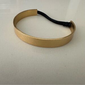 Madewell Leather Minimalist Classic Cuff Bracelet in Gold Tone Metal and Black